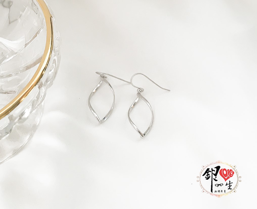 s925純銀 簡約水滴 扭曲  耳鈎式 耳環 