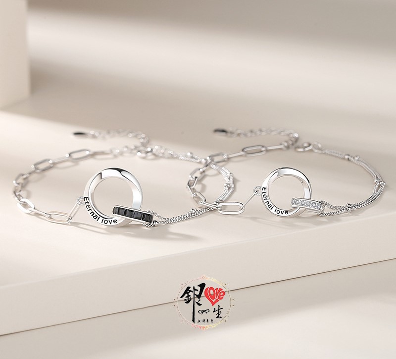 s925純銀 獨家設計款 不對稱 雙層 莫比烏斯環 手鍊 