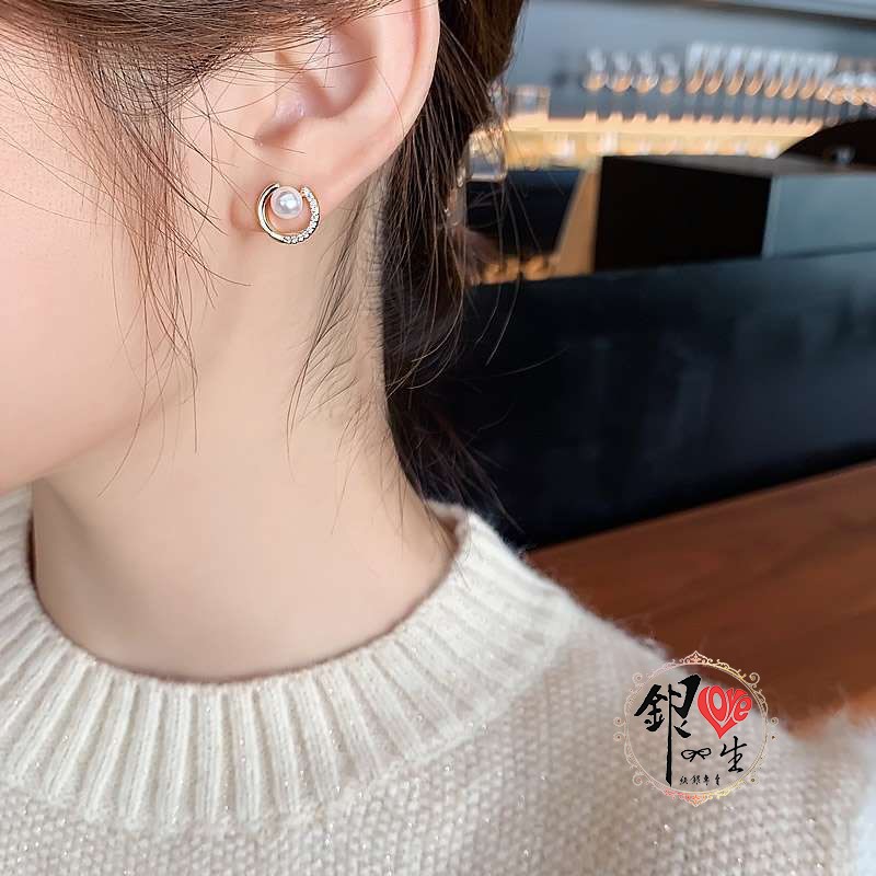 s925純銀 天然珍珠 氣質 高級感 耳針式 耳環