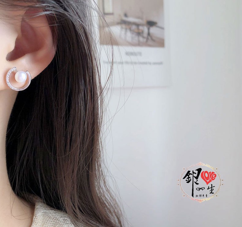 s925純銀 天然珍珠 氣質 高級感 耳針式 耳環