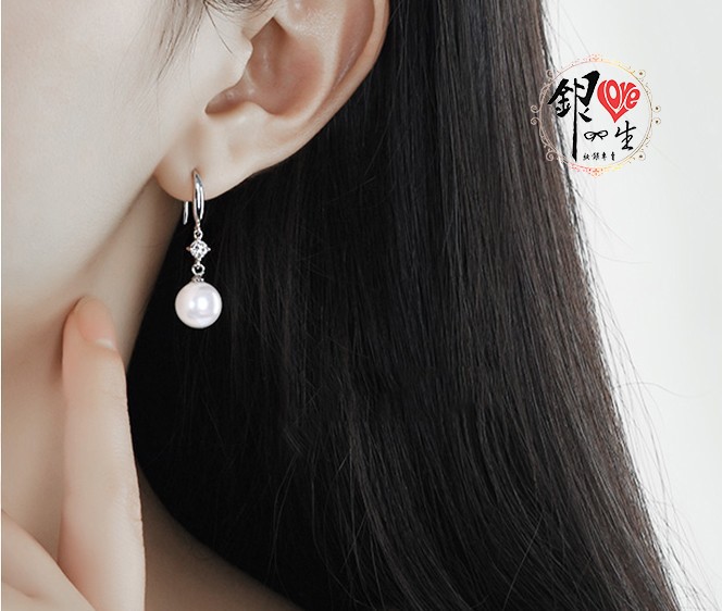 s925純銀 貝珠 高雅 氣質 耳鈎式 耳環 