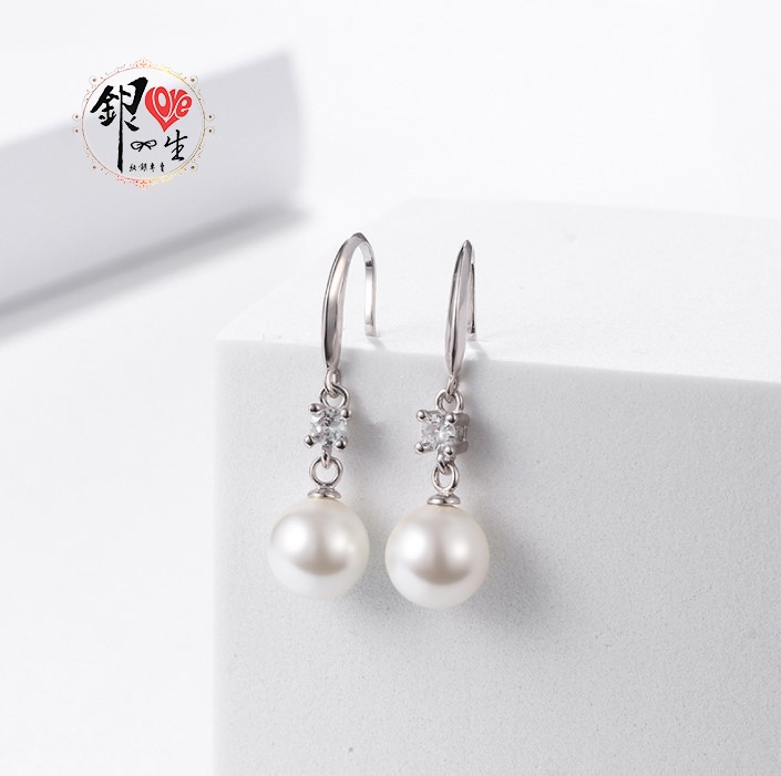 s925純銀 貝珠 高雅 氣質 耳鈎式 耳環 