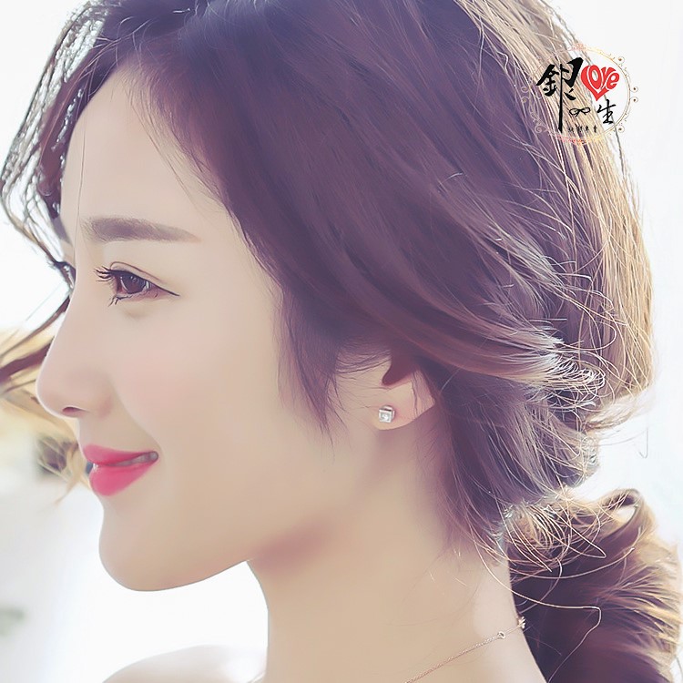 s925純銀 立方造型 璀璨 閃耀 耳釘式 耳環