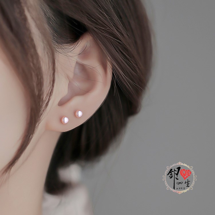 s925純銀 天然珍珠 耳釘式 耳環