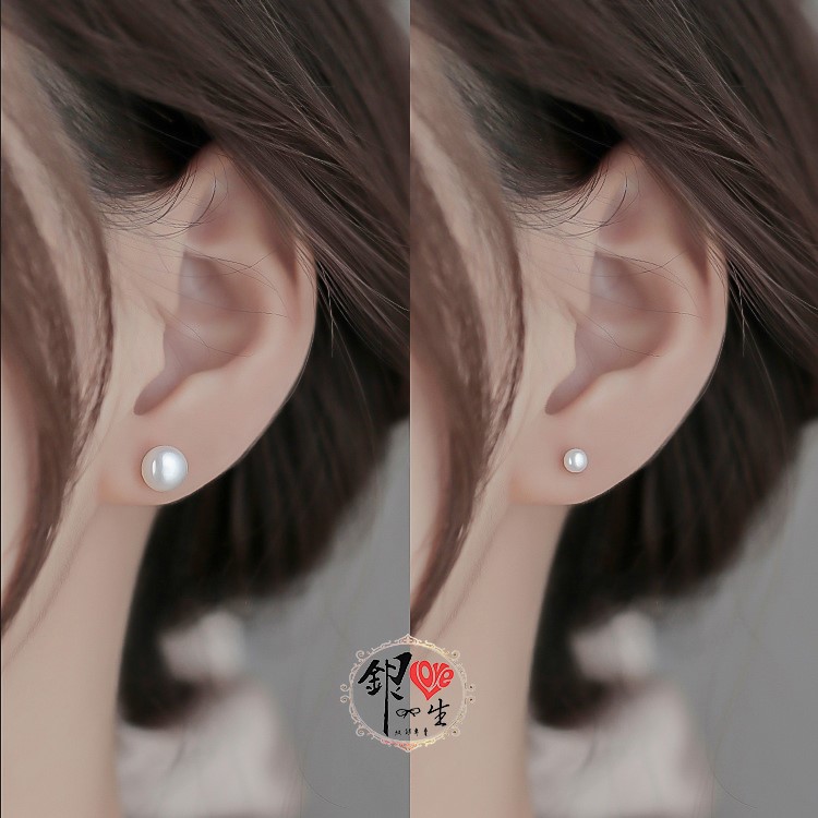 s925純銀 天然珍珠 耳釘式 耳環