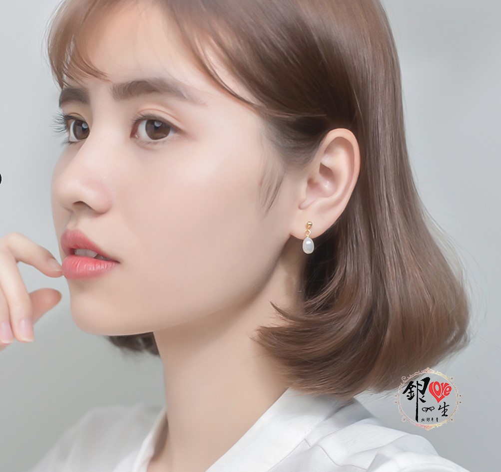 s925純銀 天然珍珠  垂墜 耳針式 耳環