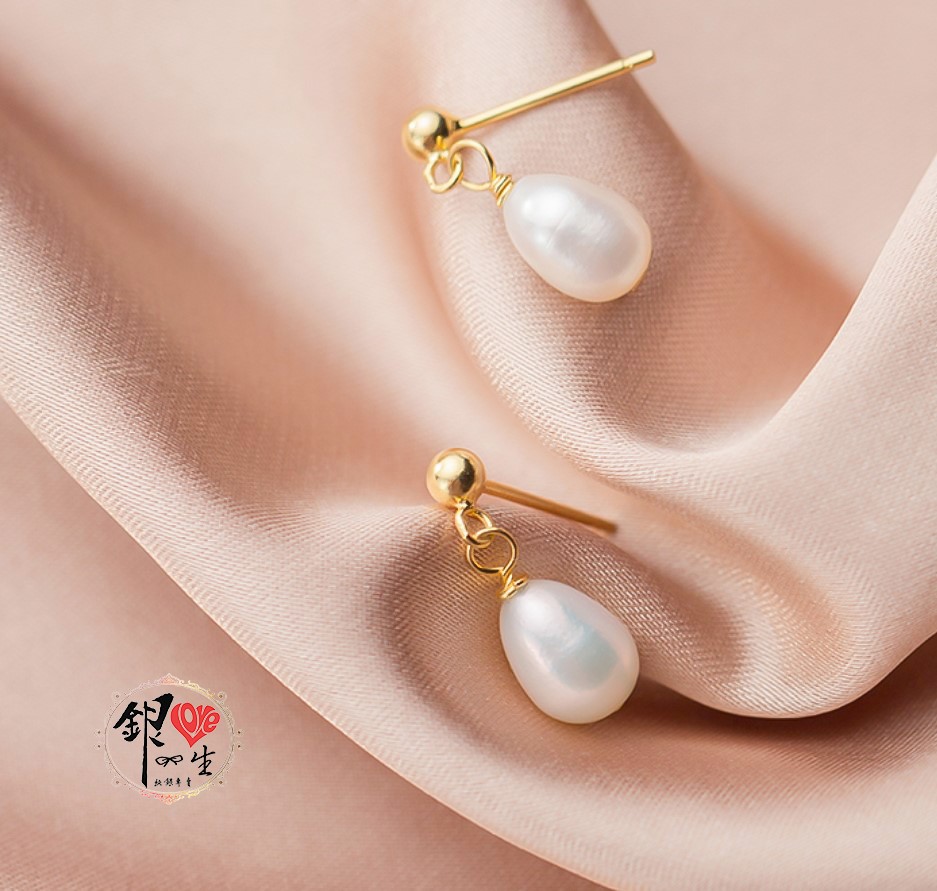 s925純銀 天然珍珠  垂墜 耳針式 耳環