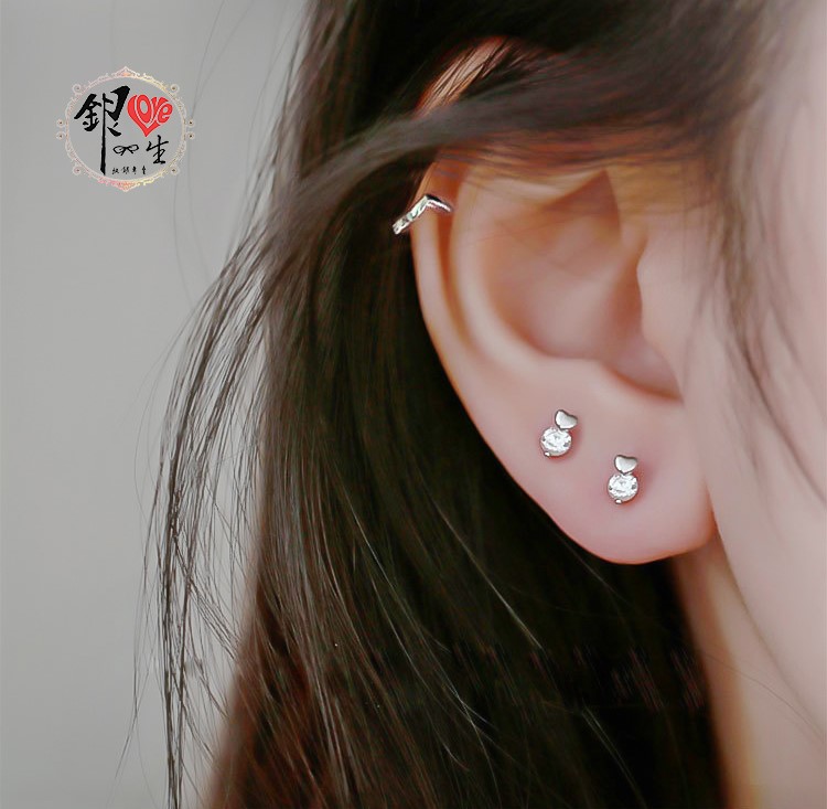 s925純銀 小愛心 璀璨 閃耀 耳釘式 耳環