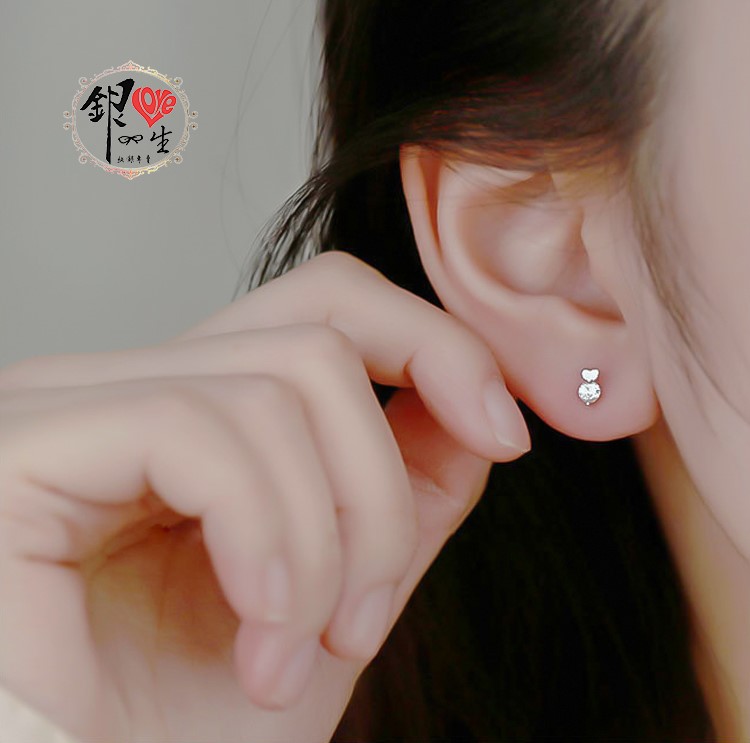 s925純銀 小愛心 璀璨 閃耀 耳釘式 耳環