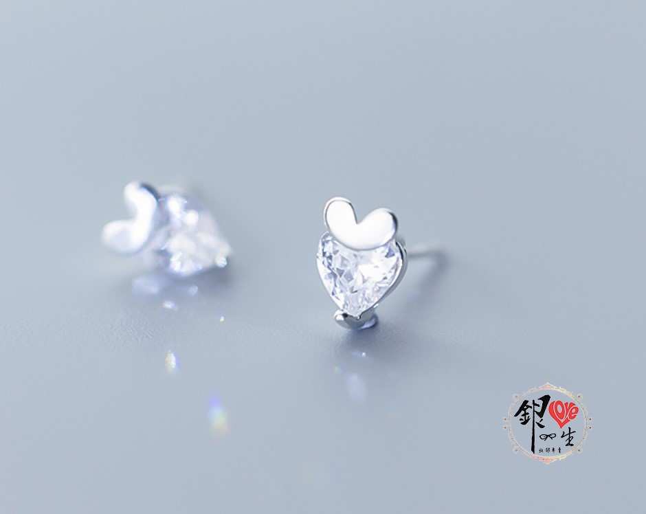 s925純銀 小愛心 璀璨 閃耀 耳釘式 耳環