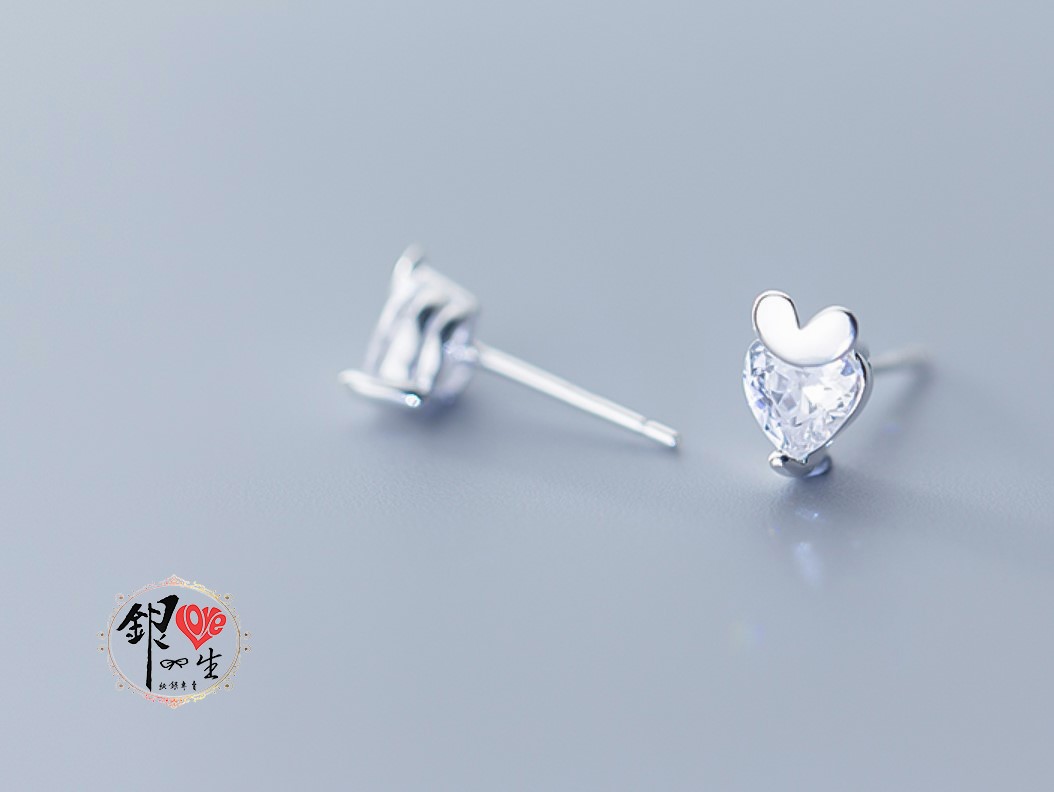 s925純銀 小愛心 璀璨 閃耀 耳釘式 耳環