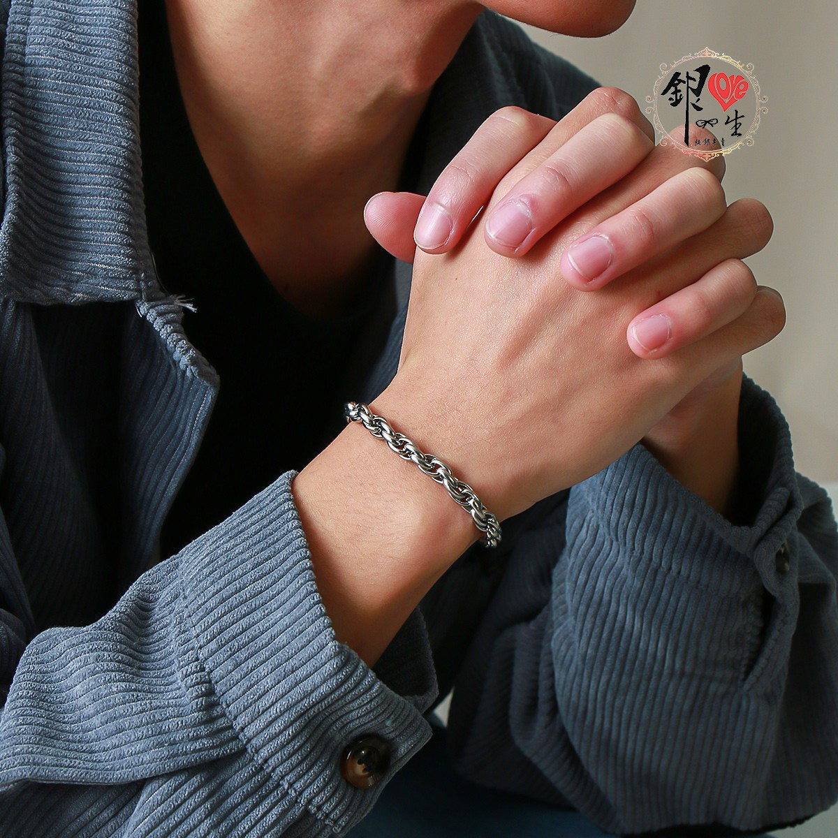 925純銀 復古 個性 編織 男 手鍊 