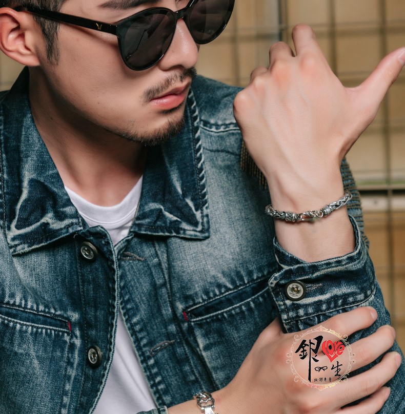 925純銀 復古 個性 粗曠 麻花 編織 男 手鍊 