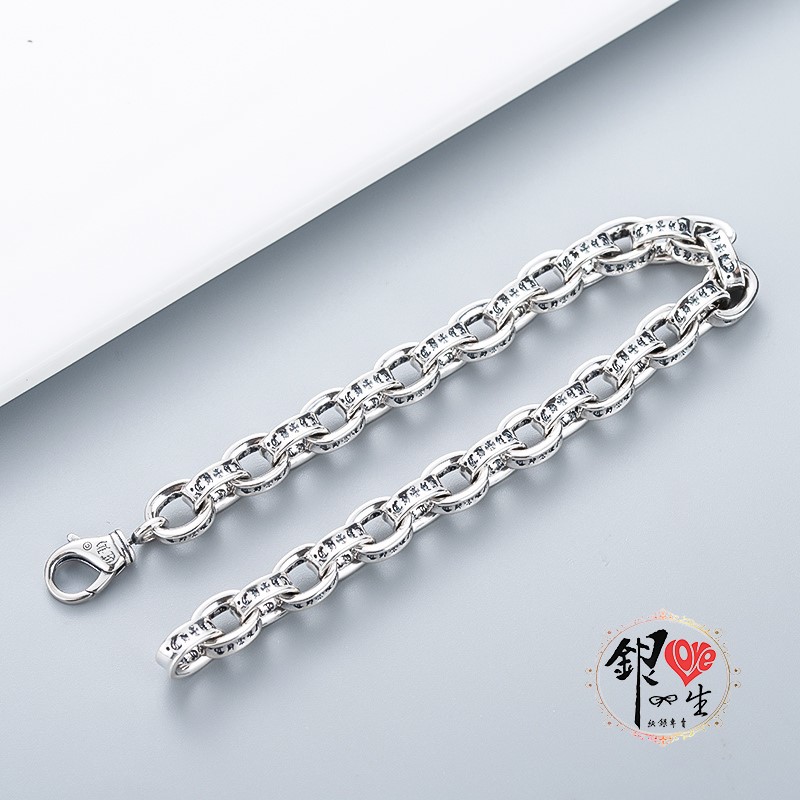 925純銀 復古 個性 六字箴言 男女 手鍊