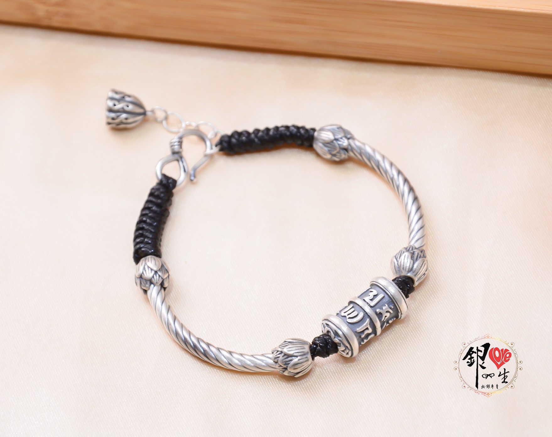 925純銀 復古 個性 六字箴言 男女 手鍊 