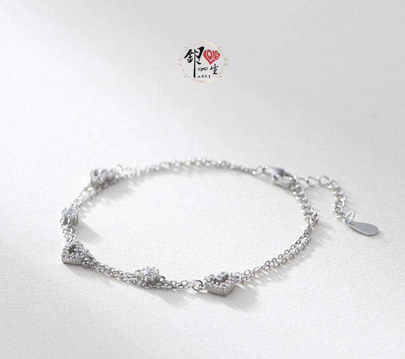 s925純銀 雙層 愛心造型 手鍊