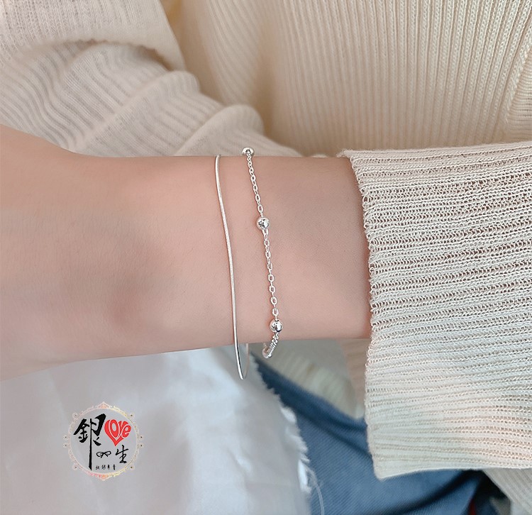 s925純銀 波光 閃亮 雙層造型 手鍊