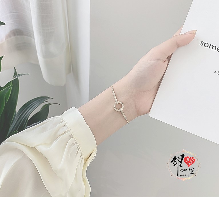 s925純銀 圓環造型 推拉伸縮 高級感 手鍊