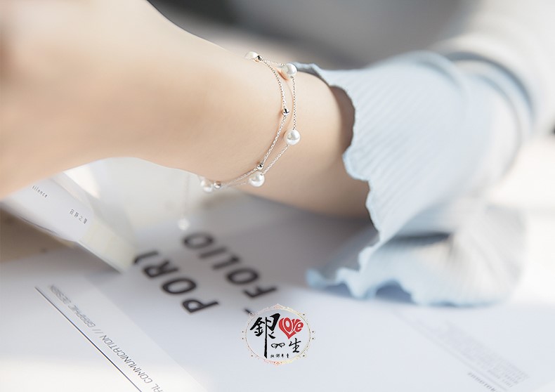 s925純銀 雙層貝珠造型 氣質 手鍊