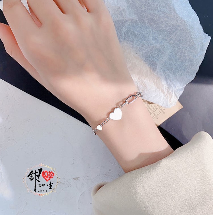 s925純銀 雙愛心 個性造型 高級感 手鍊