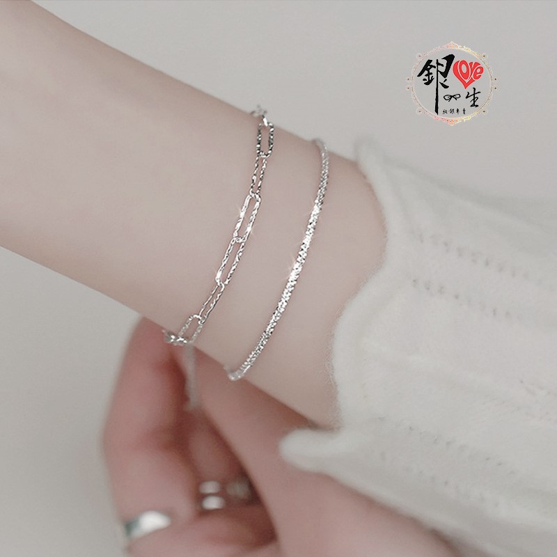 s925純銀 歐美 閃亮 鍊節 造型 手鍊