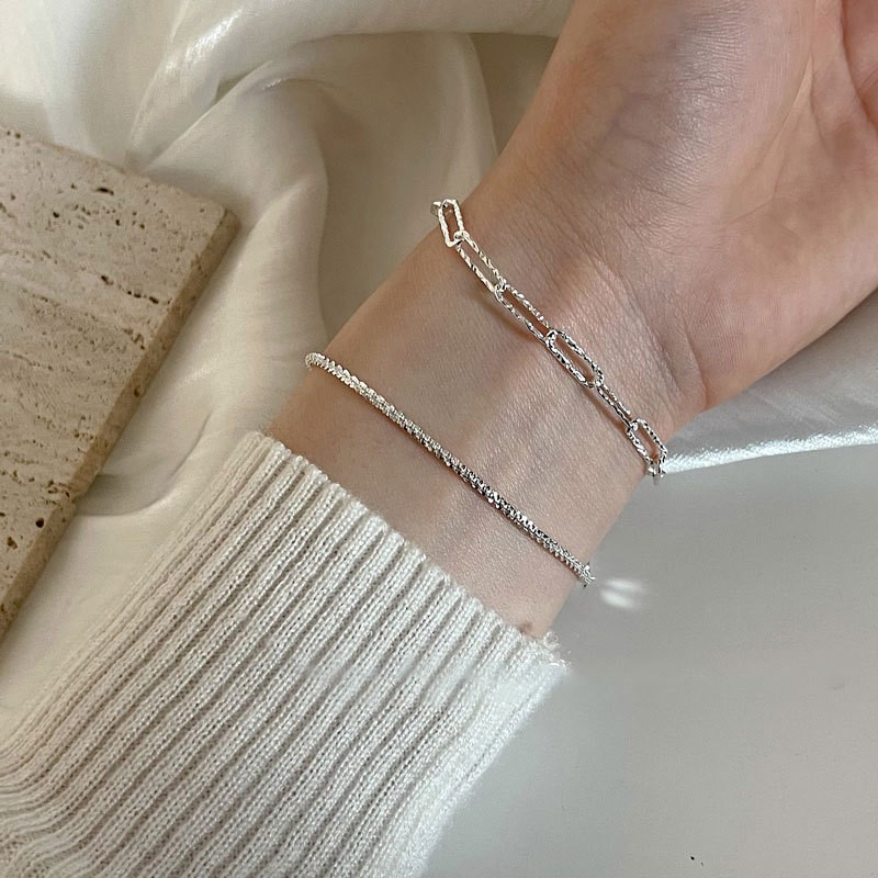 s925純銀 歐美 閃亮 鍊節 造型 手鍊