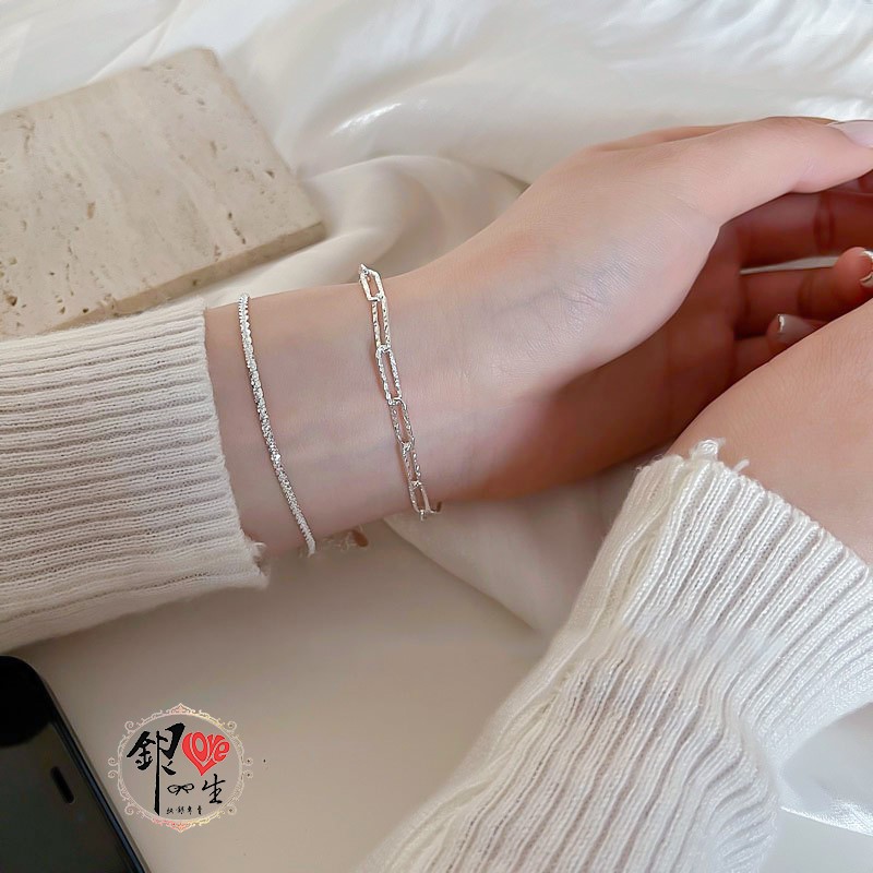 s925純銀 歐美 閃亮 鍊節 造型 手鍊