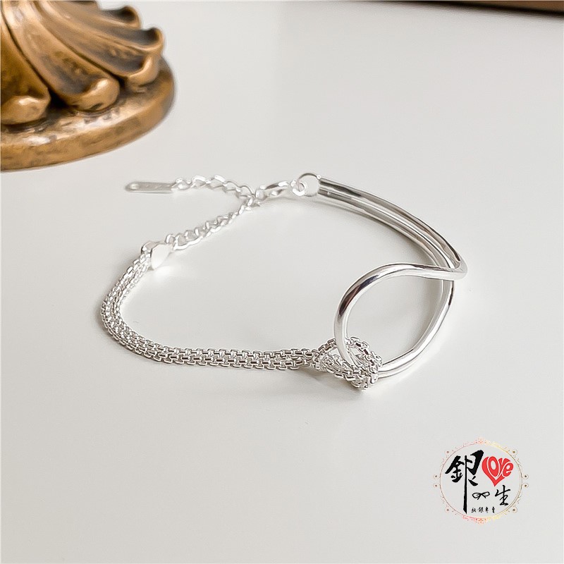 s925純銀 不對稱 結環造型 手鍊