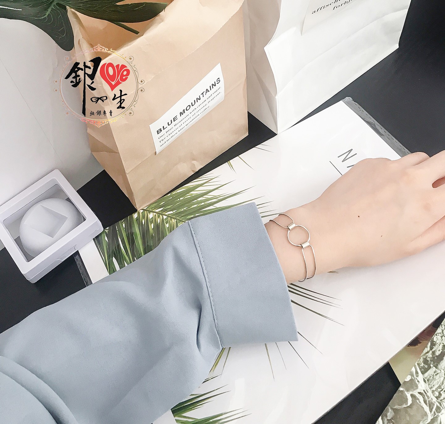 s925純銀  歐美 極簡風 雙環 手鍊