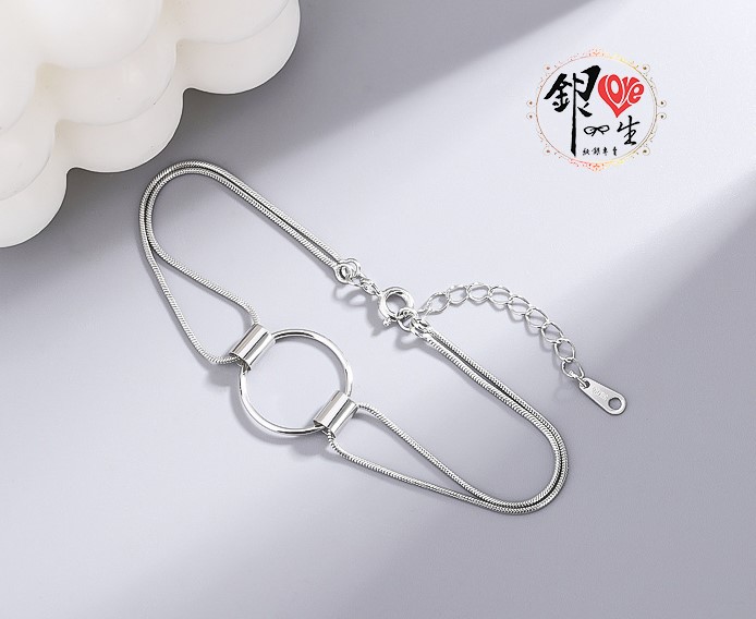 s925純銀  歐美 極簡風 雙環 手鍊