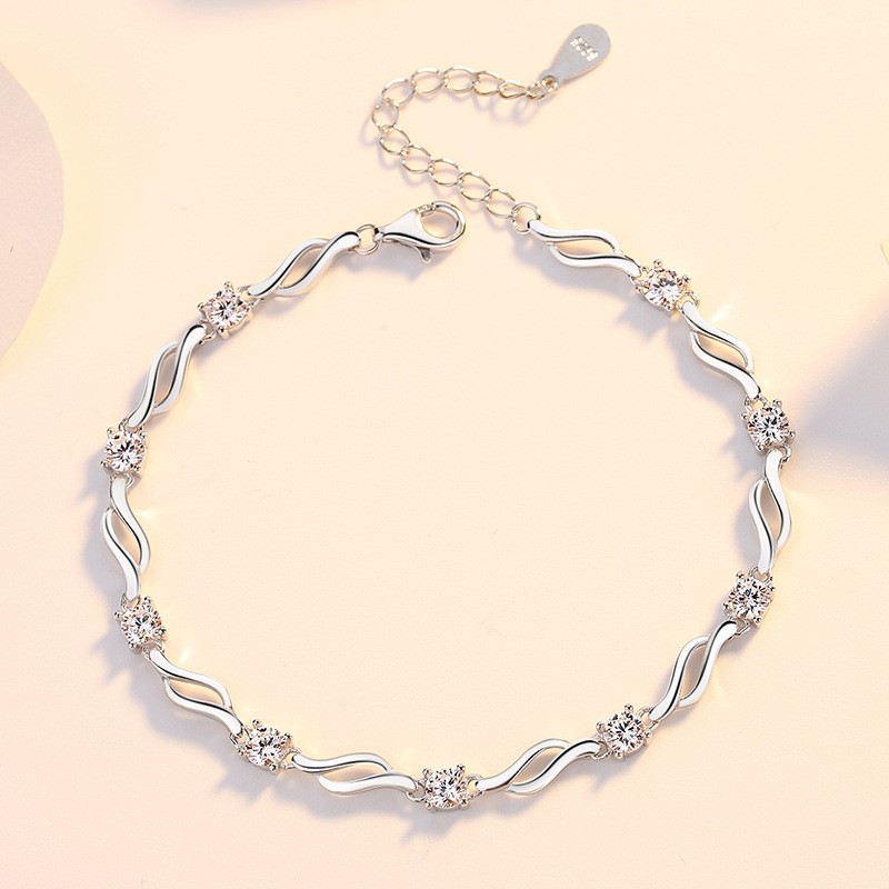 s925純銀 八心八箭 鑲鑽 幾何 手鍊