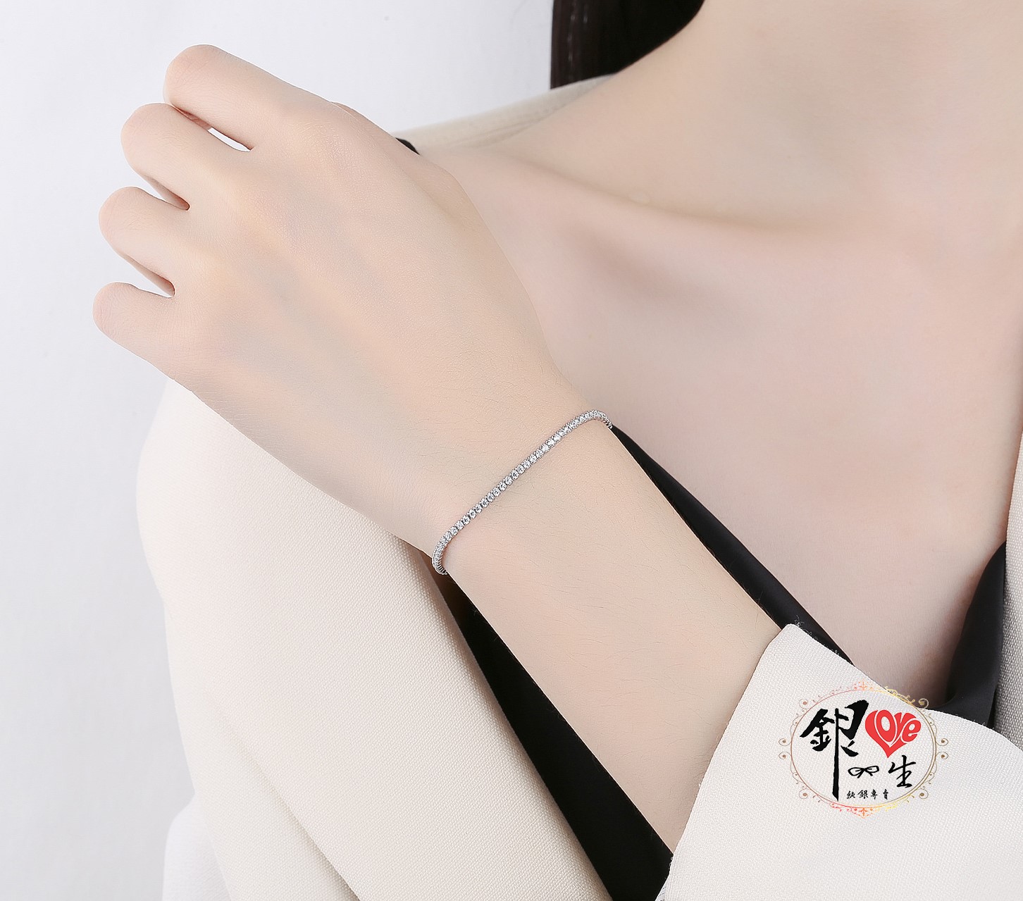  s925純銀 八心八箭 鑽滿 簡約 手鍊