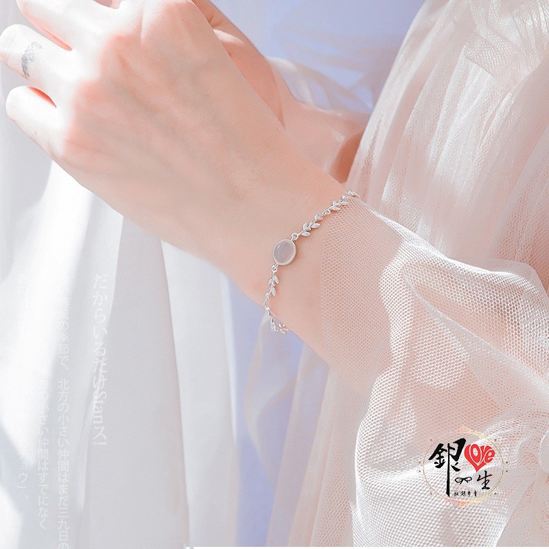 s925純銀 森林系 樹葉造型 瑪瑙 手鍊