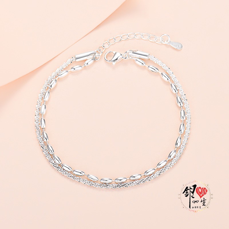 s925純銀 波光 閃亮 雙層 滿天星造型 手鍊 