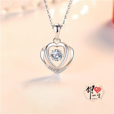 s925純銀項鍊 璀璨躍動心心相印項鍊
