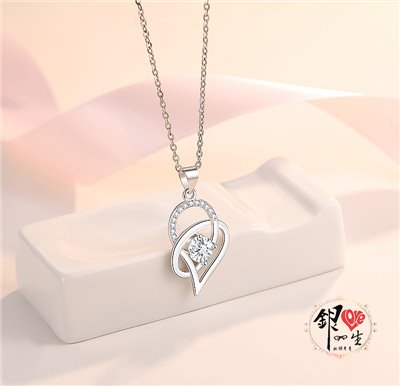 s925純銀項鍊  雙心交織項鍊