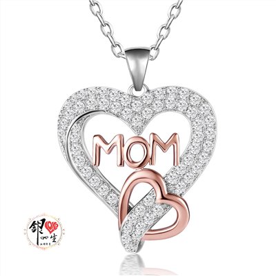 s925純銀項鍊  原創MOM心心相印項鍊