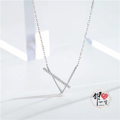 s925純銀項鍊  V造型鎖骨鍊