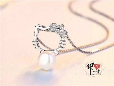 s925純銀項鍊  天然珍珠凱蒂貓項鍊