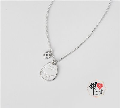 s925純銀項鍊  可愛招財貓項鍊