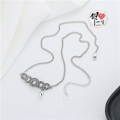 s925純銀項鍊  復古五帝銅錢項鍊