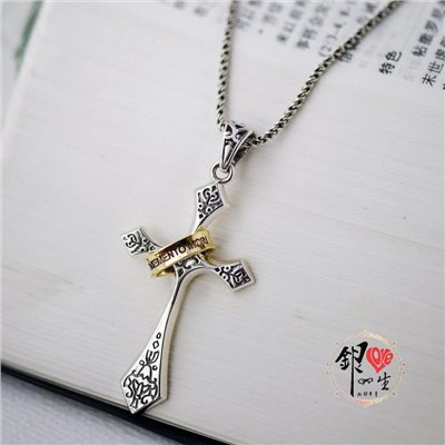 s925純銀項鍊  個性圓環十字架 項鍊