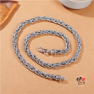 s925純銀項鍊  7mm麻花編織粗曠項鍊