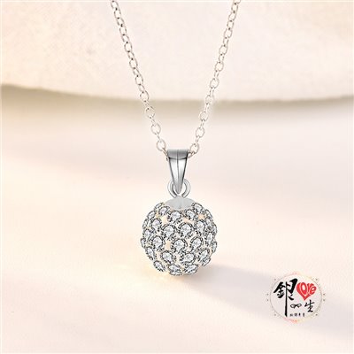 s925純銀項鍊  滿鑽閃亮香巴拉項鍊