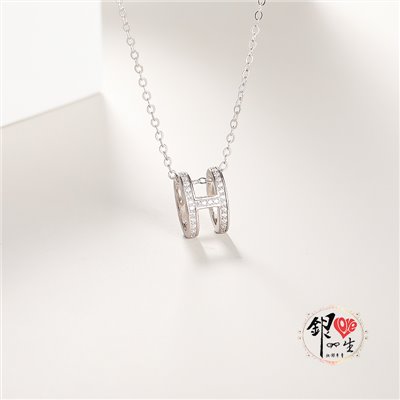 s925純銀項鍊  H造型時尚字母項鍊