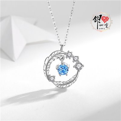 s925純銀項鍊 淺羽月光石 造型 項鍊