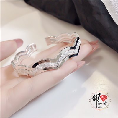 s999純銀 三線波浪 時尚手鐲