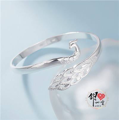 s999純銀 中國風 孔雀造型 手鐲