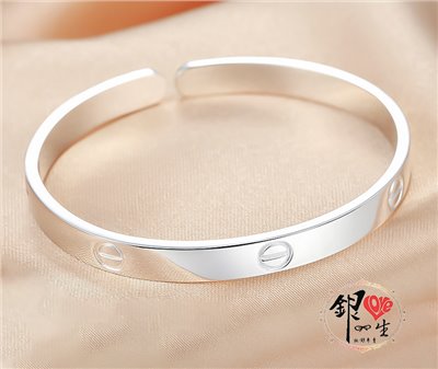 s999純銀 螺絲紋  時尚 手鐲