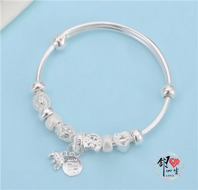 s999純銀 簡約 吉祥象 推拉 手鐲